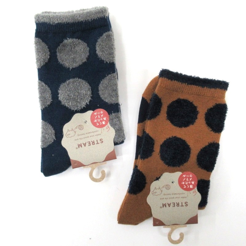 STREAM あったかメリノウール ドット部分モールクルーソックス